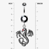 Detail View 1 of Jeweled Eye Dragon Belly Ring-Black