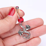 Detail View 3 of Jeweled Eye Dragon Belly Ring-Red