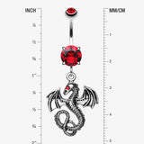 Detail View 1 of Jeweled Eye Dragon Belly Ring-Red