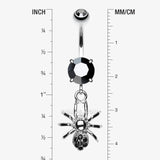 Detail View 1 of Spider Sparkle Belly Ring-Black