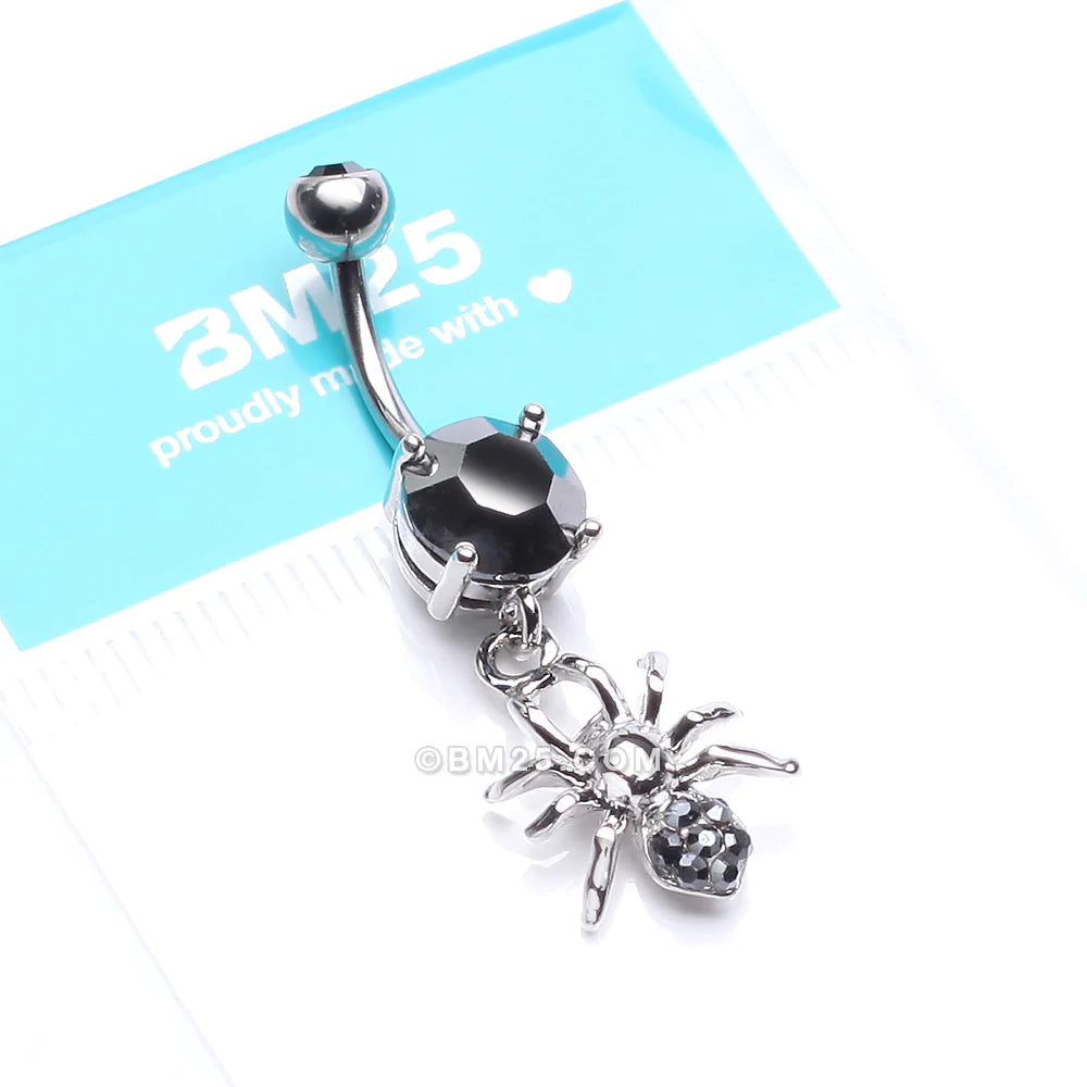Detail View 4 of Spider Sparkle Belly Ring-Black