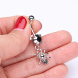 Detail View 3 of Spider Sparkle Belly Ring-Black