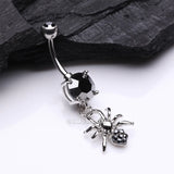 Detail View 2 of Spider Sparkle Belly Ring-Black