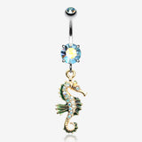 Glam Seahorse Sparkle Dazzle Belly Button Ring