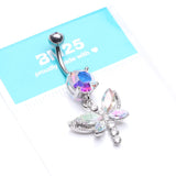 Detail View 4 of Dragonfly Glam Belly Ring-Aurora Borealis