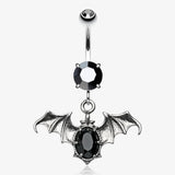 Bat Sparkle Belly Ring-Black