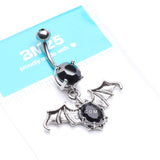 Detail View 4 of Bat Sparkle Belly Ring-Black