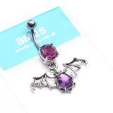 Detail View 4 of Bat Sparkle Belly Ring-Purple