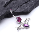 Detail View 2 of Bat Sparkle Belly Ring-Purple