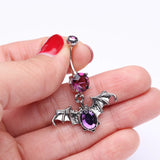 Detail View 3 of Bat Sparkle Belly Ring-Purple