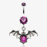 Bat Sparkle Belly Ring-Purple