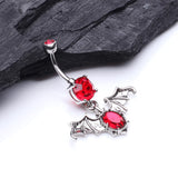 Detail View 2 of Bat Sparkle Belly Ring-Red