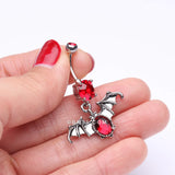 Detail View 3 of Bat Sparkle Belly Ring-Red