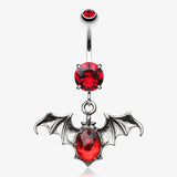 Bat Sparkle Belly Ring-Red