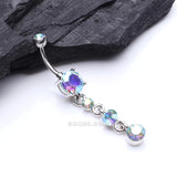 Detail View 2 of Gems Galore Belly Button Ring-Aqua/Aurora Borealis