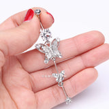 Detail View 3 of Precious Butterfly Sparkle Belly Ring-Clear Gem