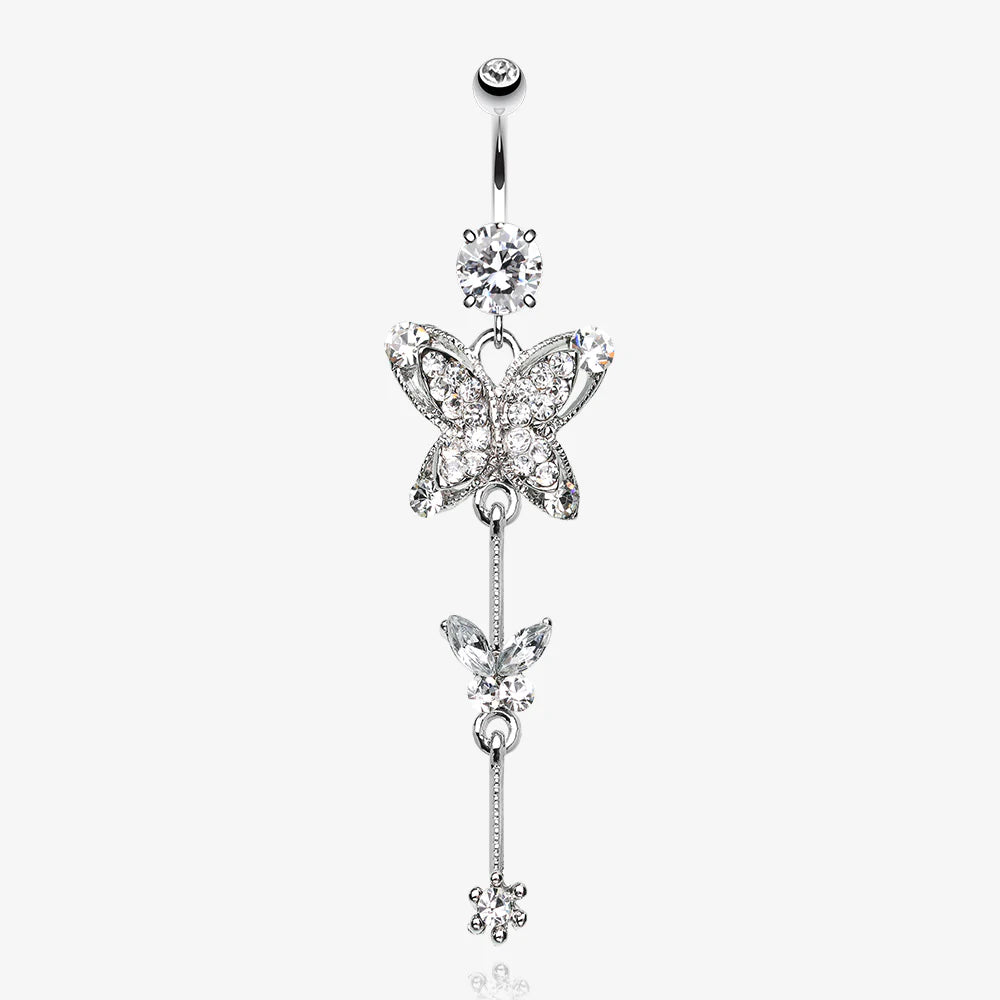 Precious Butterfly Sparkle Belly Ring-Clear Gem