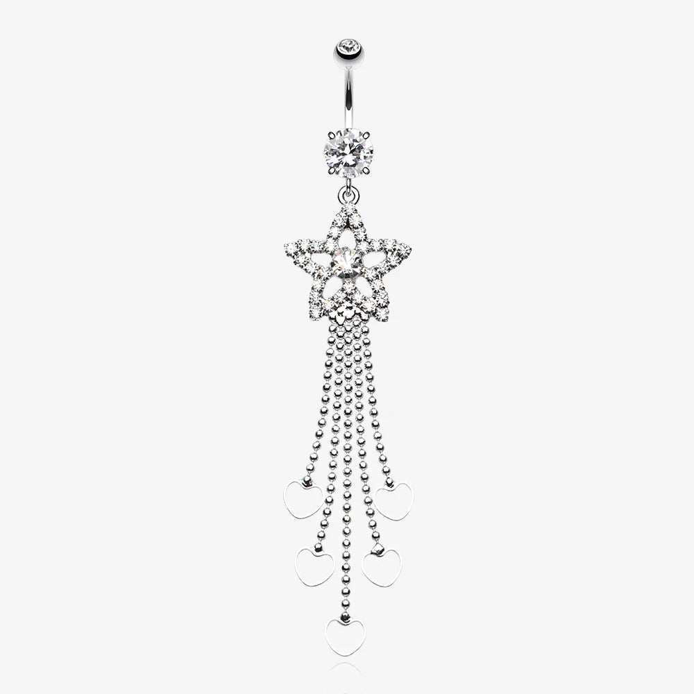 Enchanting Shooting Star Belly Button Ring-Clear Gem