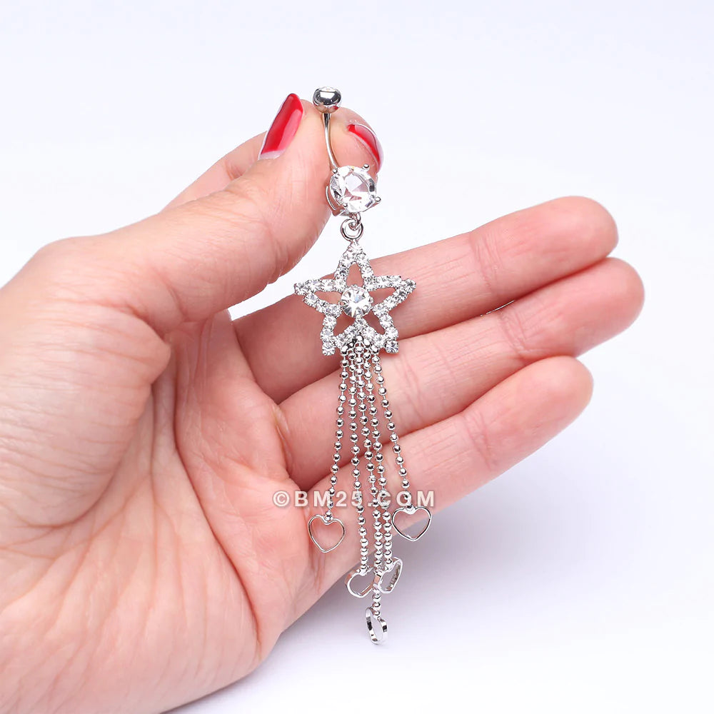 Detail View 3 of Enchanting Shooting Star Belly Button Ring-Clear Gem