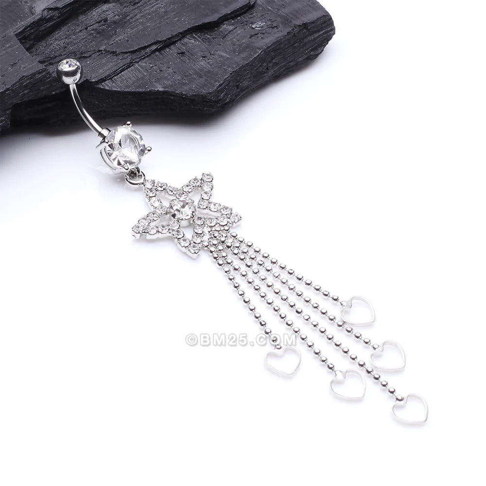 Detail View 2 of Enchanting Shooting Star Belly Button Ring-Clear Gem