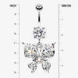 Detail View 1 of Luminous Butterfly Glam Belly Button Ring-Clear Gem