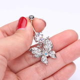 Detail View 3 of Luminous Butterfly Glam Belly Button Ring-Clear Gem