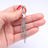 Detail View 3 of Sparkle Showers Belly Button Ring-Aurora Borealis