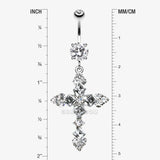 Detail View 1 of Princess Cut Cross Sparkle Belly Ring-Clear Gem
