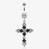 Princess Cut Cross Sparkle Belly Button Ring