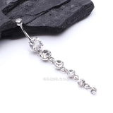 Detail View 2 of Crystalline Droplets Fall Belly Button Ring-Clear Gem