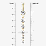 Detail View 1 of Golden Crystalline Droplets Fall Belly Button Ring-Clear Gem