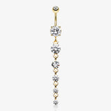 Golden Crystalline Droplets Fall Belly Button Ring-Clear Gem