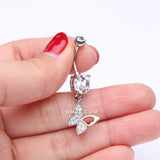Detail View 3 of Butterfly Allure Multi-Gem Belly Button Ring-Clear Gem