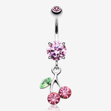 Lucky Cherry Sparkle Belly Button Ring