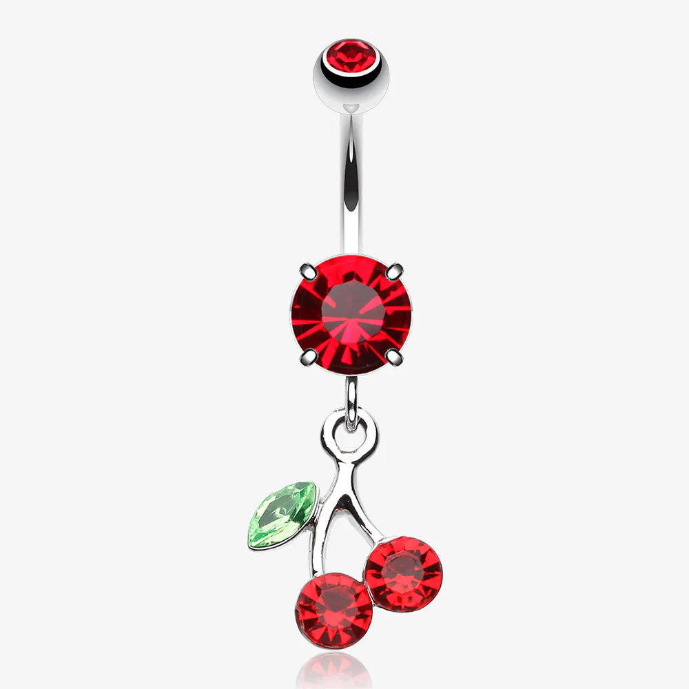 Lucky Cherry Belly Button Ring-Red
