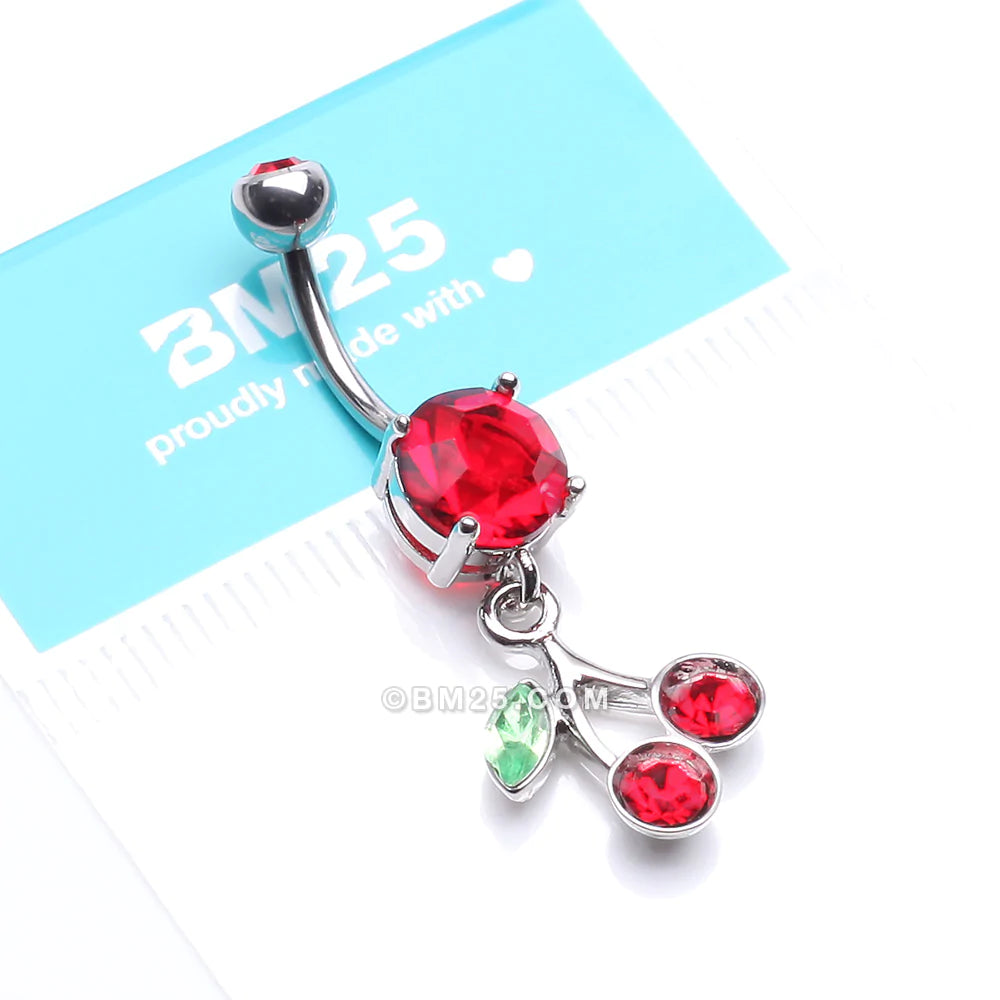Detail View 4 of Lucky Cherry Belly Button Ring-Red