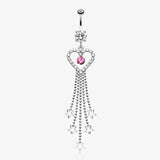Heart Crystalline Star Falls Belly Button Ring
