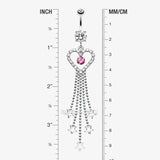 Detail View 1 of Heart Crystalline Star Falls Belly Button Ring-Light Pink