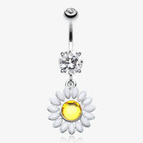 Daisy Marquise Flower Belly Button Ring-Clear Gem