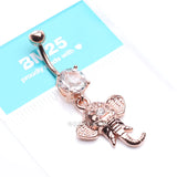 Detail View 4 of Rose Gold Shri Ganesha Elephant Belly Button Ring-Clear Gem