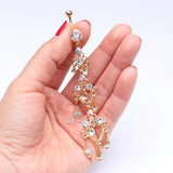 Detail View 3 of Golden Majestic Chandelier Belly Button Ring-Clear Gem