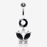 Midnight Butterfly Sparkle Dangle Belly Button Ring