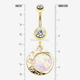 Detail View 1 of Golden Opal Eclipse Moonshine Belly Button Ring-Clear Gem/White