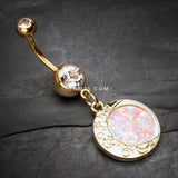 Detail View 2 of Golden Opal Eclipse Moonshine Belly Button Ring-Clear Gem/White