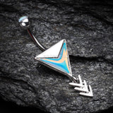 Detail View 2 of Arrow Chic Iridescent Belly Button Ring-Rainbow/Multi-Color
