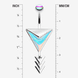 Detail View 1 of Arrow Chic Iridescent Belly Button Ring-Rainbow/Multi-Color