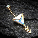 Detail View 2 of Golden Arrow Chic Iridescent Belly Button Ring-Rainbow/Multi-Color