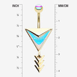 Detail View 1 of Golden Arrow Chic Iridescent Belly Button Ring-Rainbow/Multi-Color