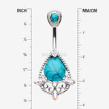 Detail View 1 of Elegant Turquoise Lace Sparkle Belly Button Ring-Turquoise