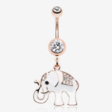 Rose Gold Maharajas Elephant Sparkle Belly Button Ring